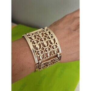 Vintage Em J Gold Tone Fleur de Lis Boho Bracelet